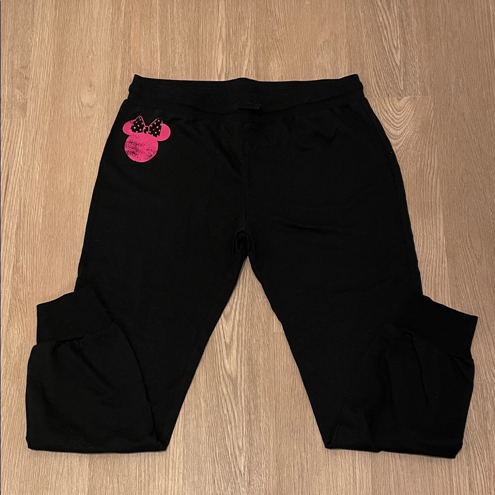 Disney Black Joggers with Pink Minnie Design